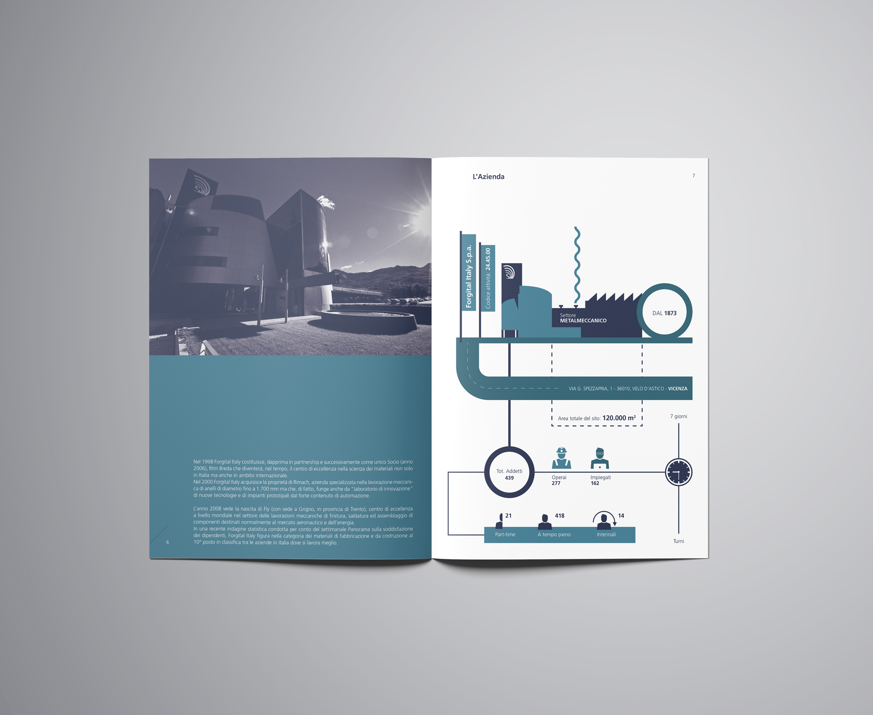 graphic design brochure bilancio Forgital