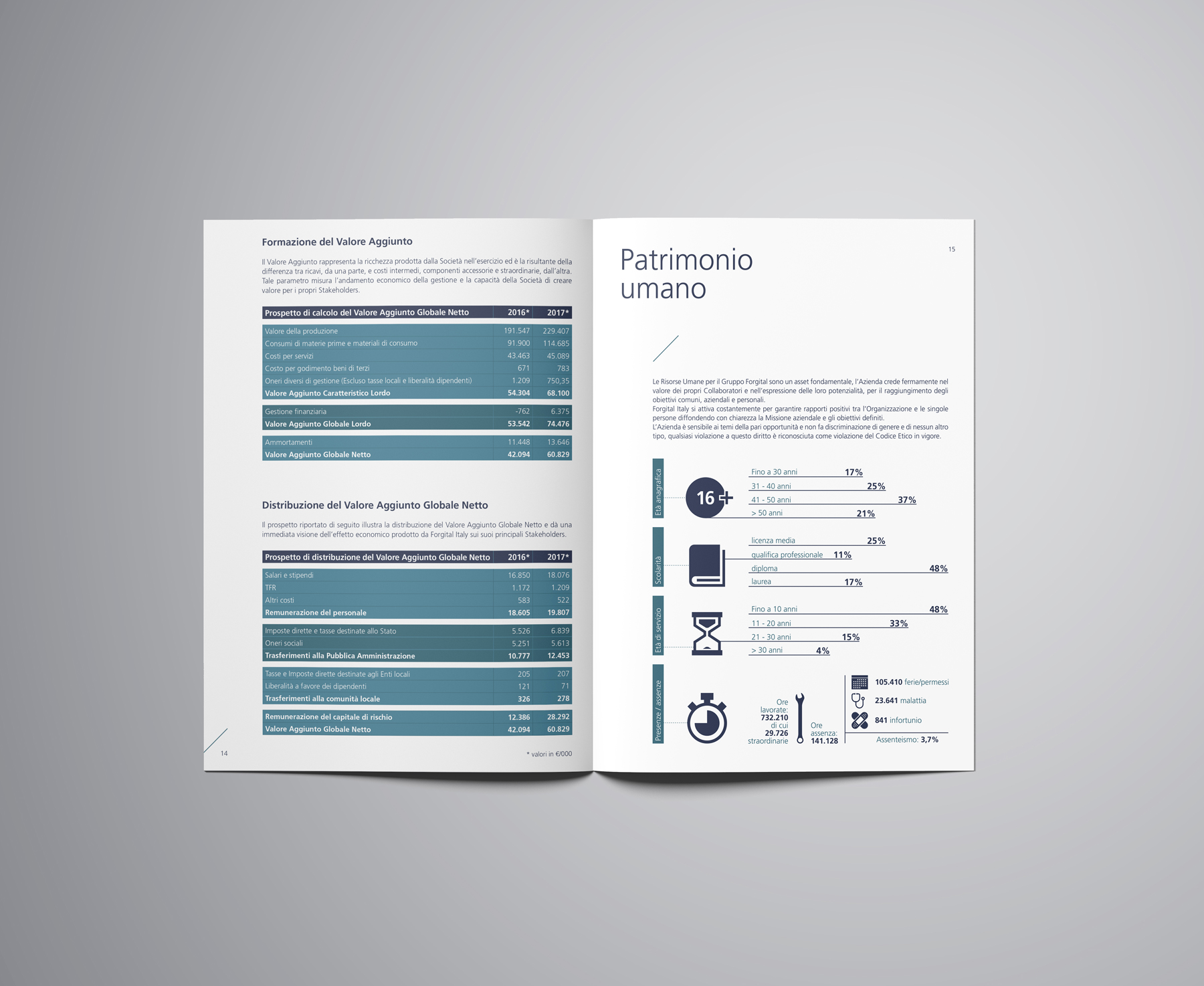graphic design brochure bilancio Forgital